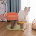 Cat Tree with Double Platform & Fish Toys | Plush Climbing Tower for Cats