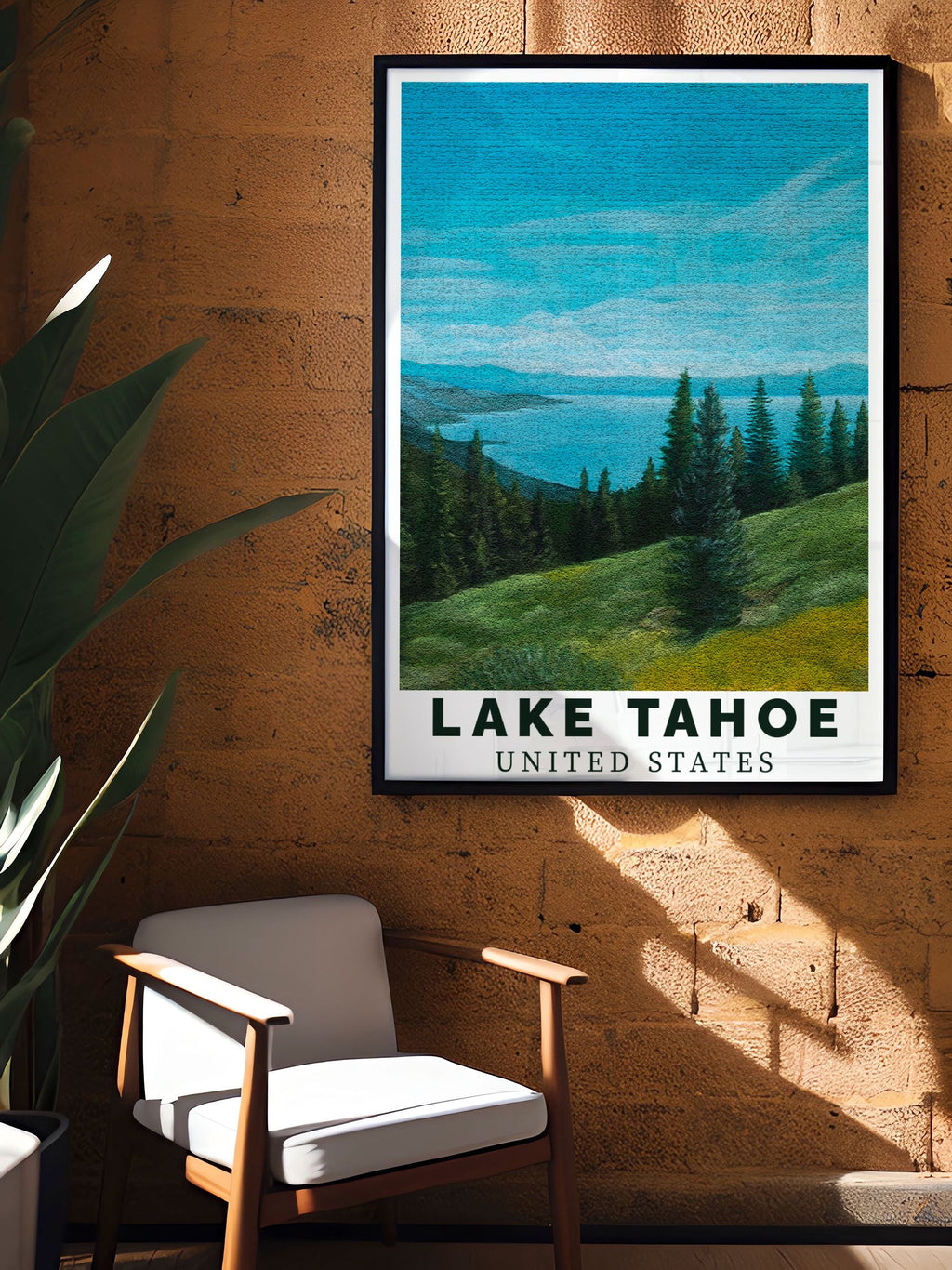 Lake Tahoe  Art - Summer Blue  Home Decor - United States  Living Room Decor