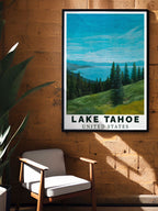 Lake Tahoe  Art - Summer Blue  Home Decor - United States  Living Room Decor