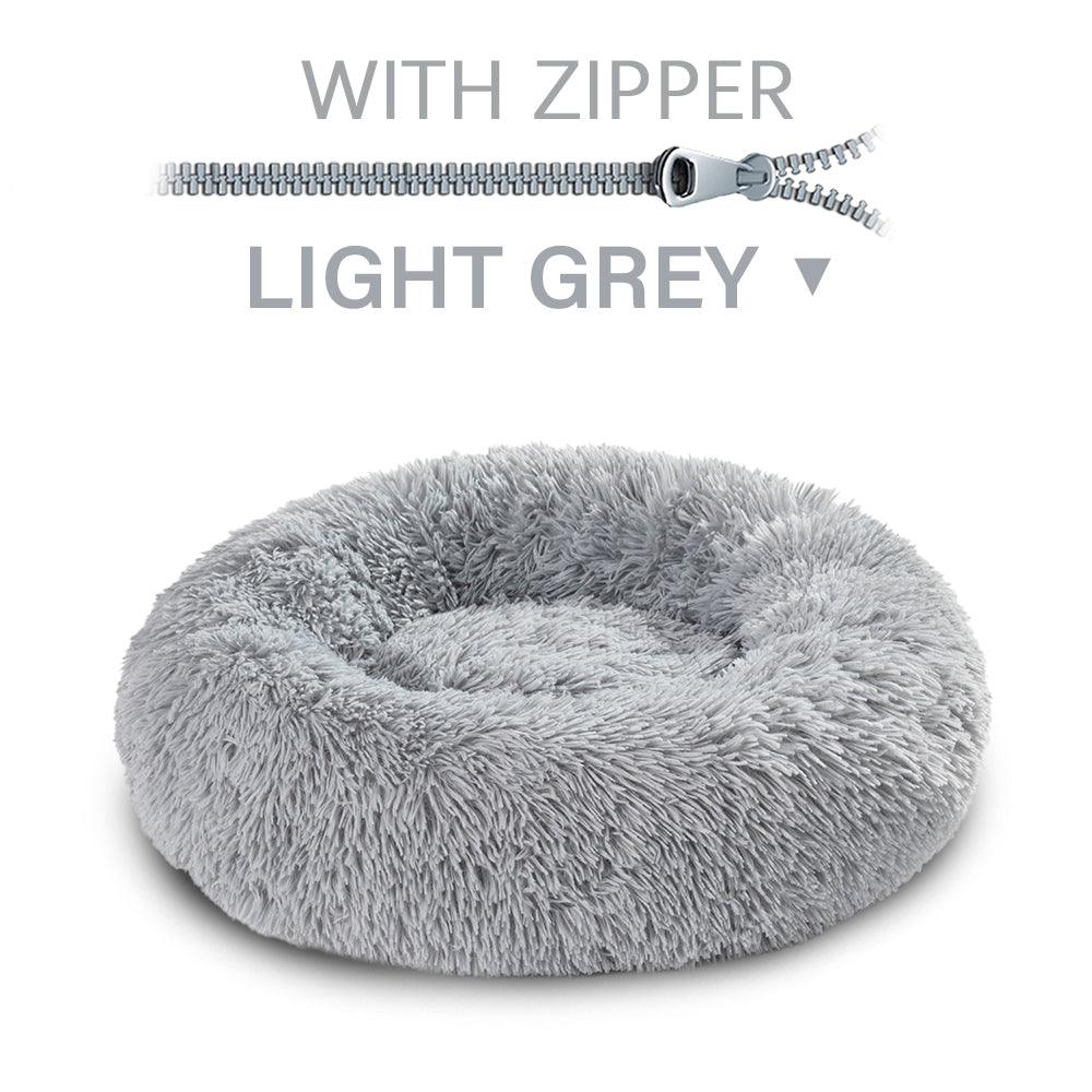SnugglePaws Plush Donut Pet Bed | Cozy Calming Bed for Dogs & Cats