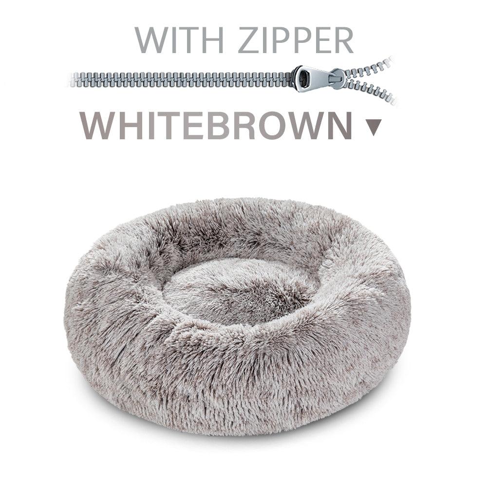 SnugglePaws Plush Donut Pet Bed | Cozy Calming Bed for Dogs & Cats