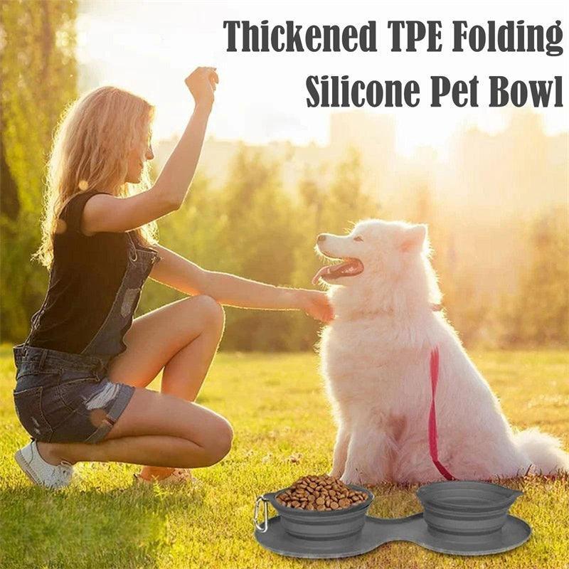 Double Collapsible Pet Feeding Bowl Set | Travel Dog & Cat Bowls