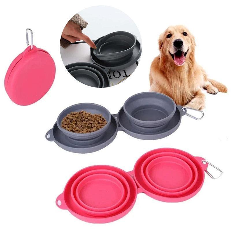 Double Collapsible Pet Feeding Bowl Set | Travel Dog & Cat Bowls