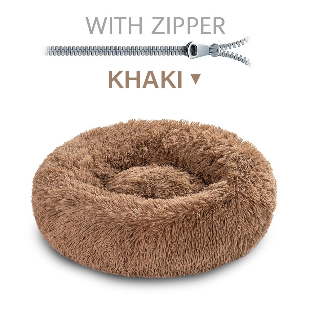 SnugglePaws Plush Donut Pet Bed | Cozy Calming Bed for Dogs & Cats