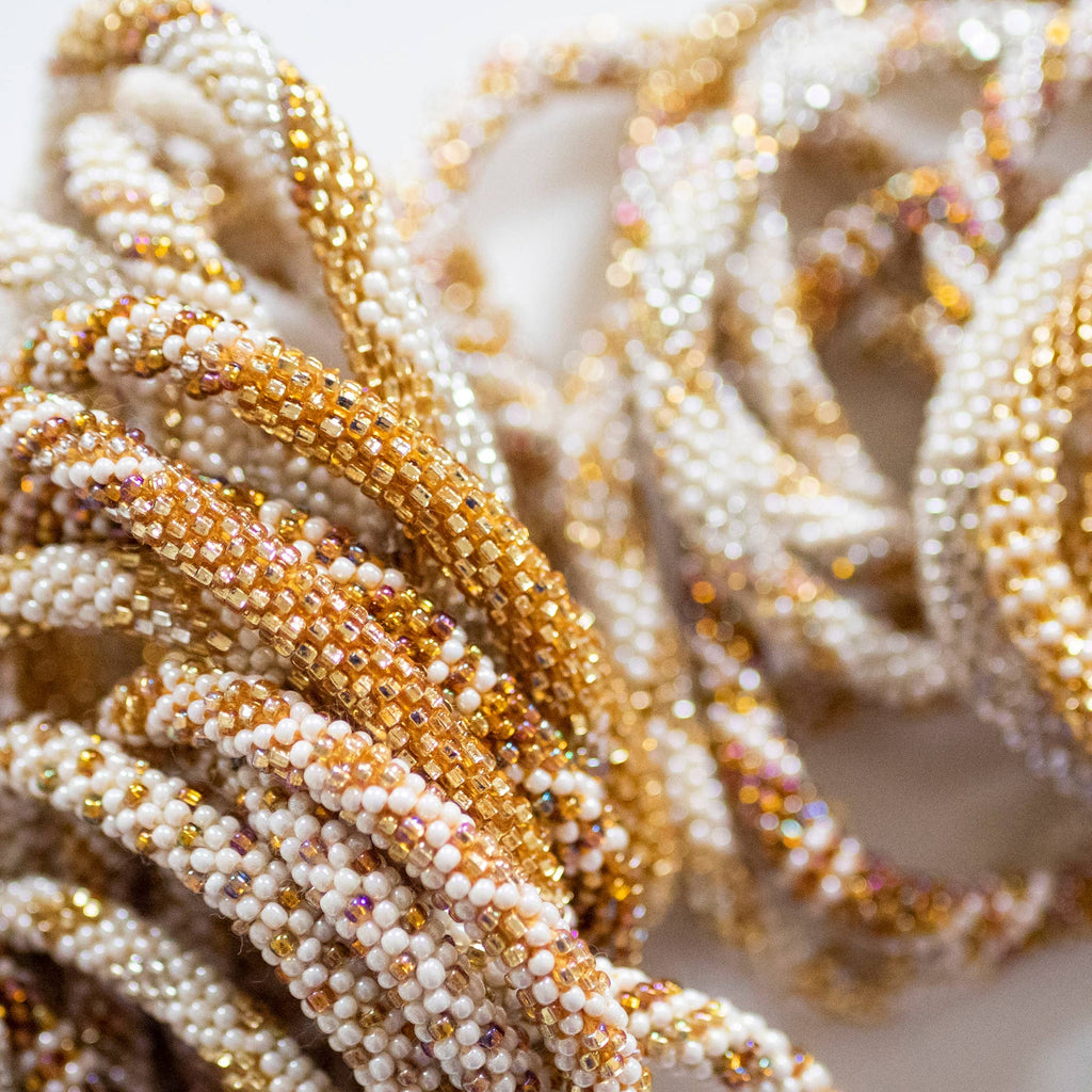 Cairo Roll-On® Bracelet | Fair Trade Gold Glass Bead Bracelet