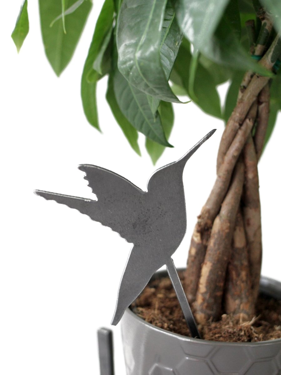 Hummingbird Plant Stake | Plasma Cut Steel Garden Decor