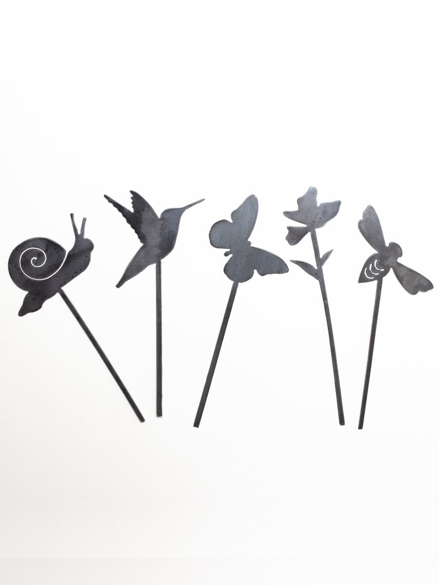 Hummingbird Plant Stake | Plasma Cut Steel Garden Decor