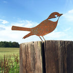Mockingbird & Robin Metal Bird Statue | Plasma Cut Steel Garden Decor
