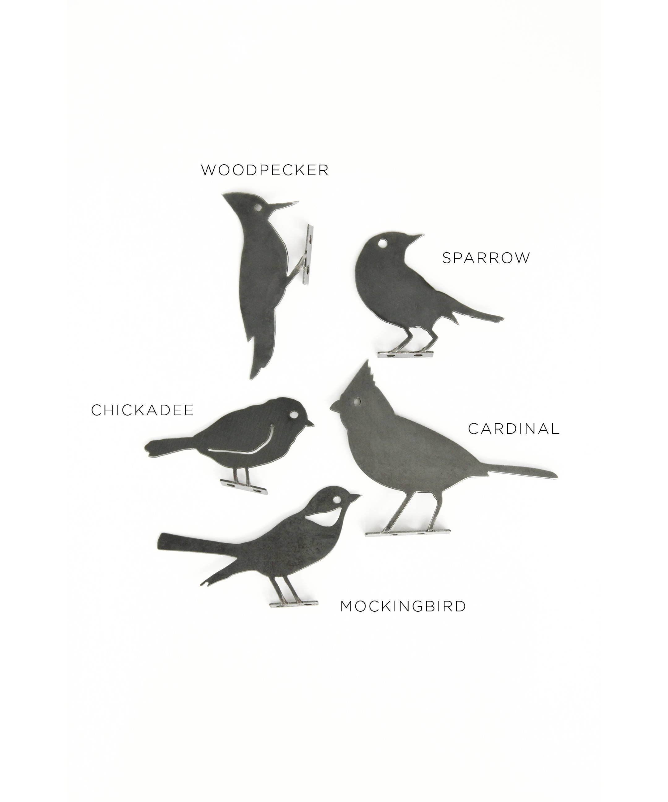 Mockingbird & Robin Metal Bird Statue | Plasma Cut Steel Garden Decor
