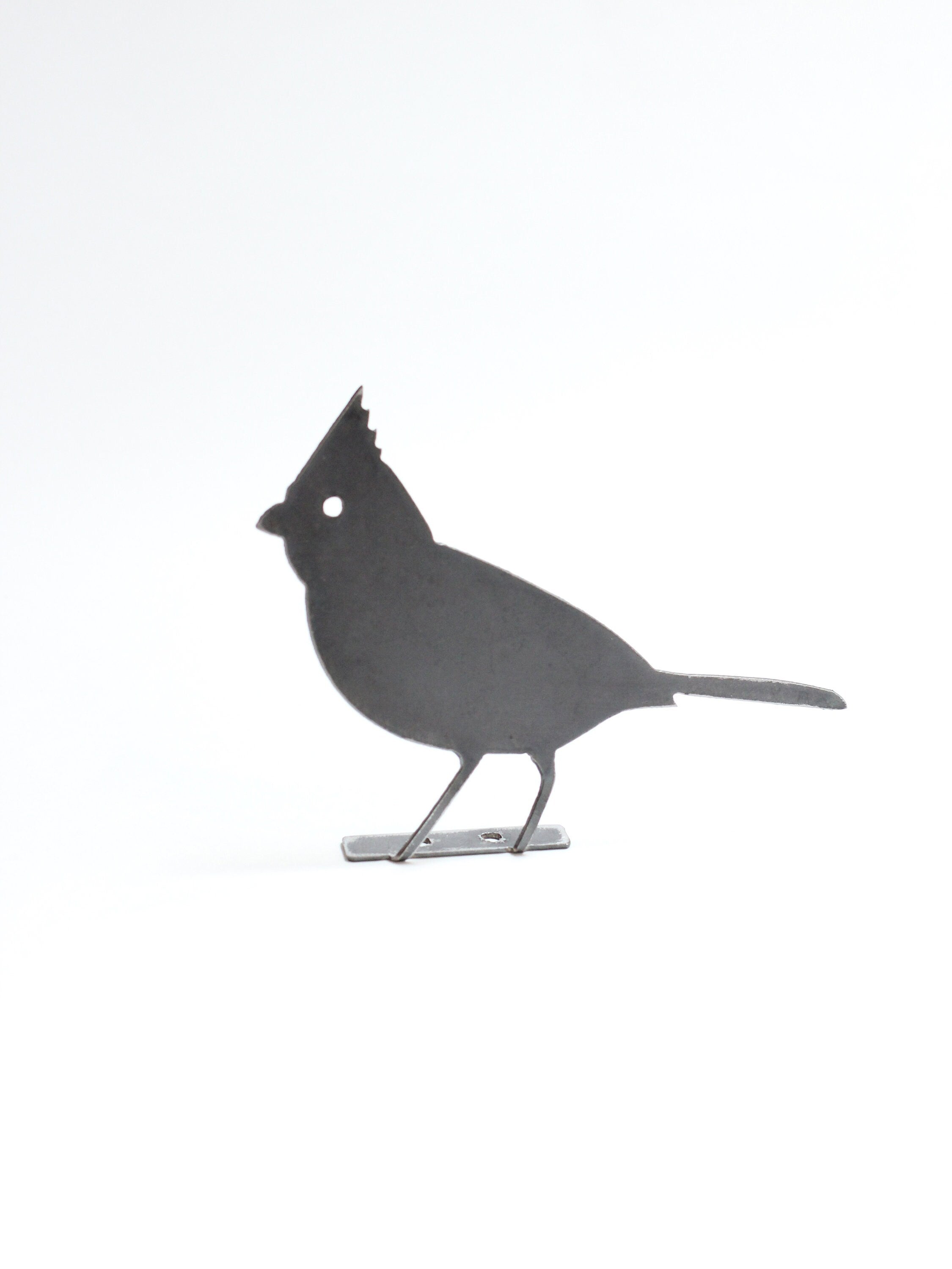 Metal Cardinal Garden Statue – Handmade Plasma Cut Steel, 6.5" Outdoor Bird Decor