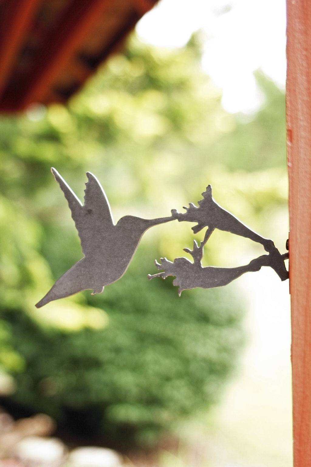 Metal Hummingbird Garden Statue – Handmade Plasma Cut Steel, 8.5" Outdoor Decor