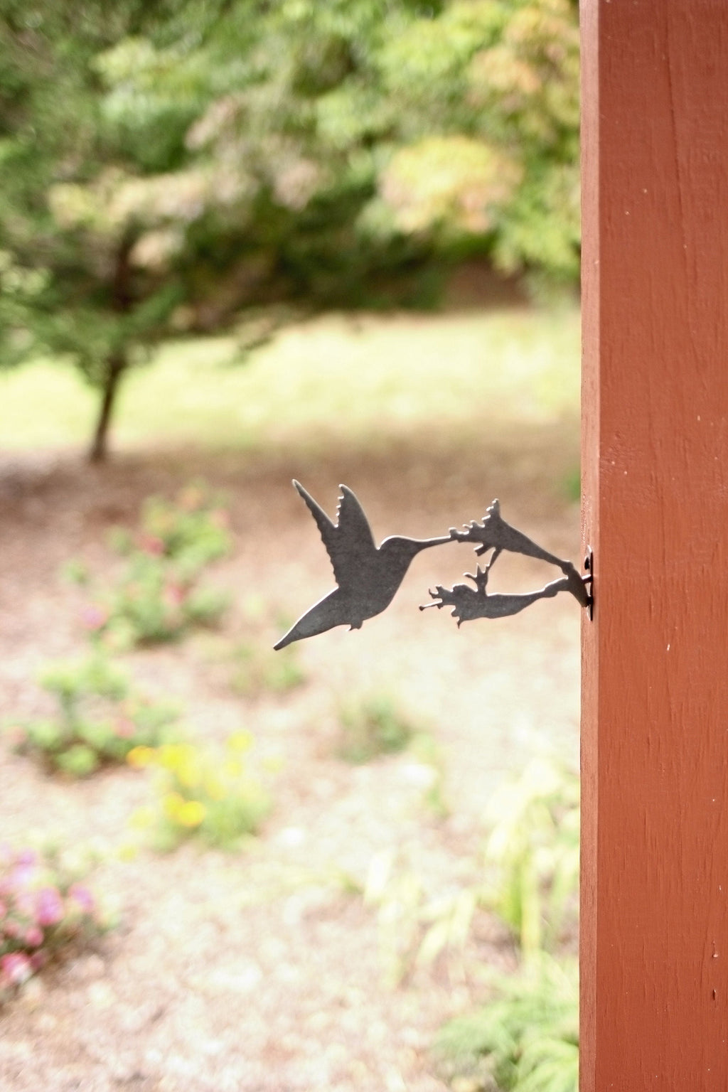 Metal Hummingbird Garden Statue – Handmade Plasma Cut Steel, 8.5" Outdoor Decor