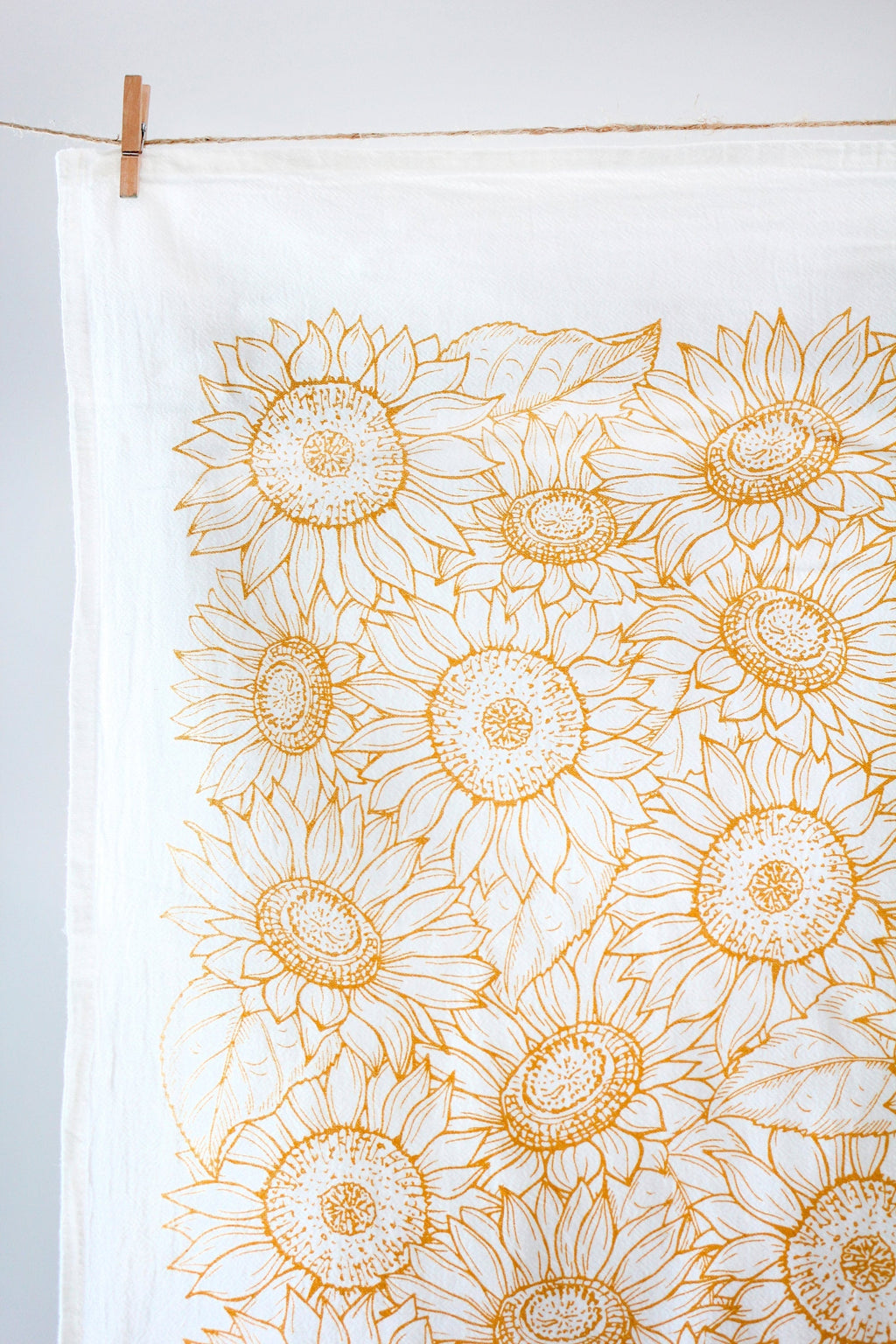 Sunflower Garden Tea Towel – Watercolor Print, Cotton | Made in USA by Highland Ridge Decor