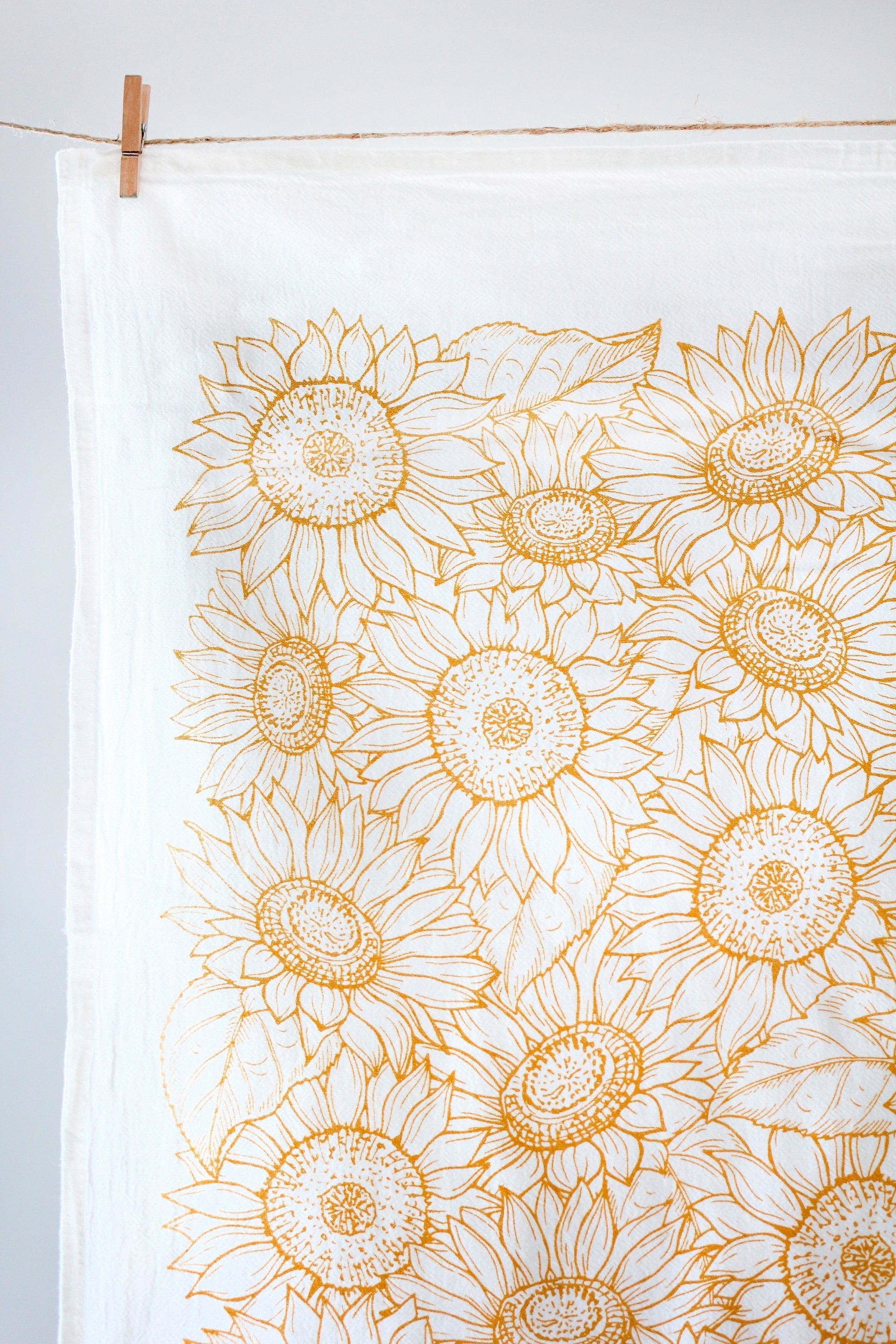 Sunflower Garden Tea Towel – Watercolor Print, Cotton | Made in USA by Highland Ridge Decor