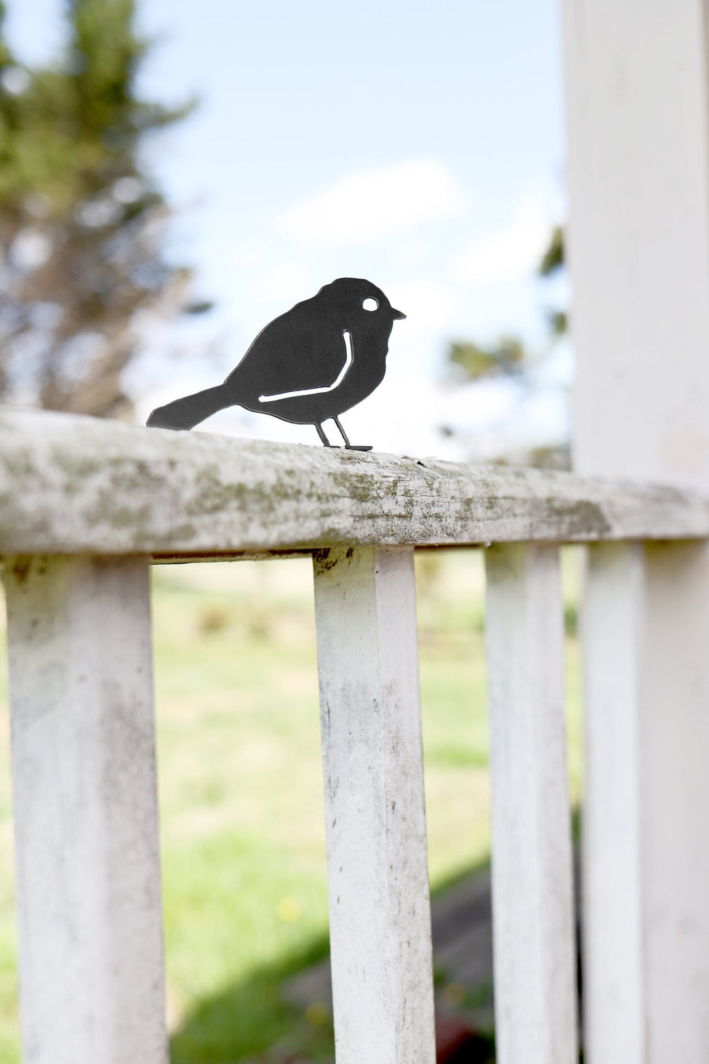 Chickadee Metal Bird Statue | Plasma Cut Steel Garden & Fence Decor
