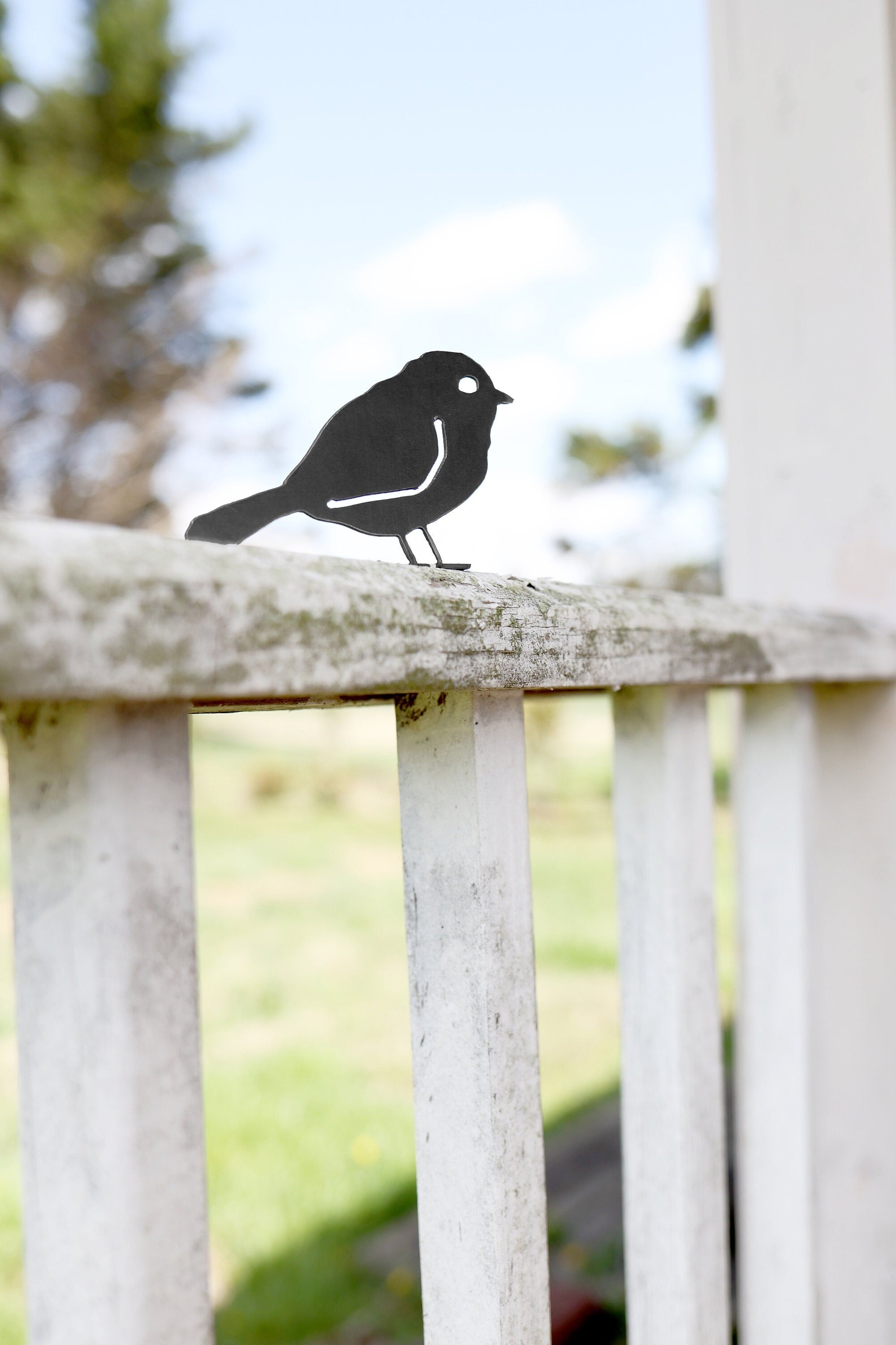 Chickadee Metal Bird Statue | Plasma Cut Steel Garden & Fence Decor