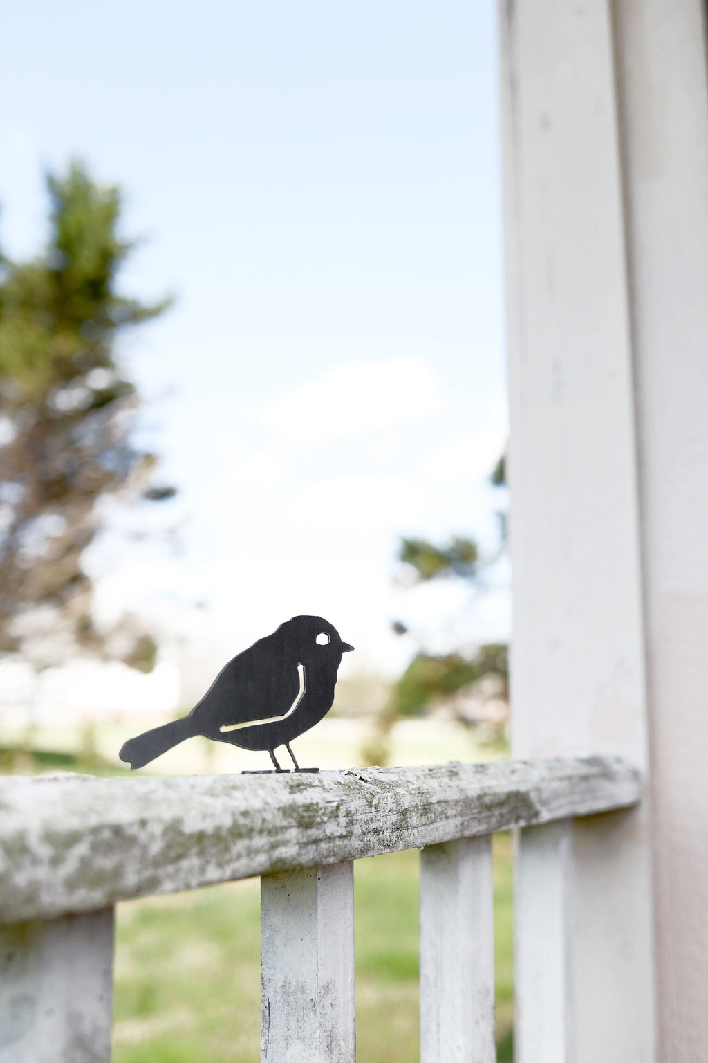 Chickadee Metal Bird Statue | Plasma Cut Steel Garden & Fence Decor