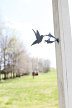 Metal Hummingbird Garden Statue – Handmade Plasma Cut Steel, 8.5" Outdoor Decor