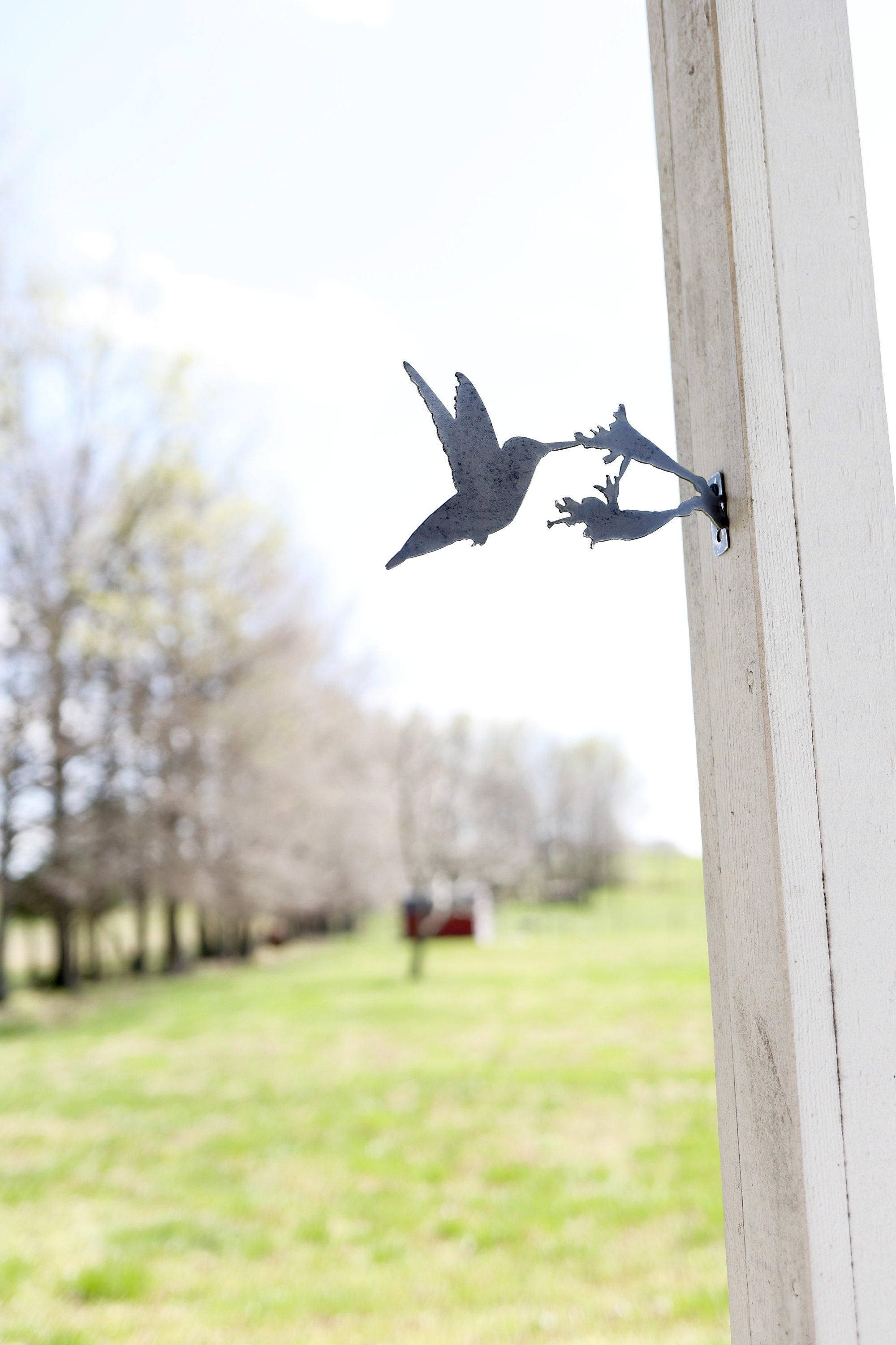 Metal Hummingbird Garden Statue – Handmade Plasma Cut Steel, 8.5" Outdoor Decor