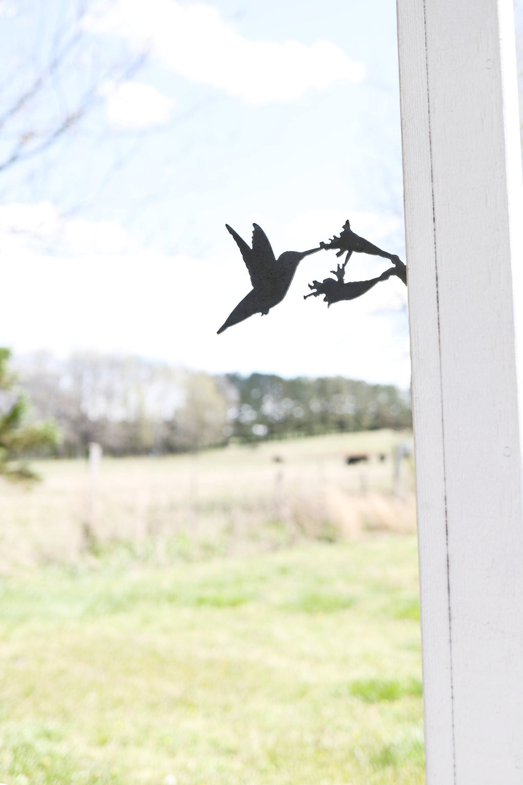 Metal Hummingbird Garden Statue – Handmade Plasma Cut Steel, 8.5" Outdoor Decor