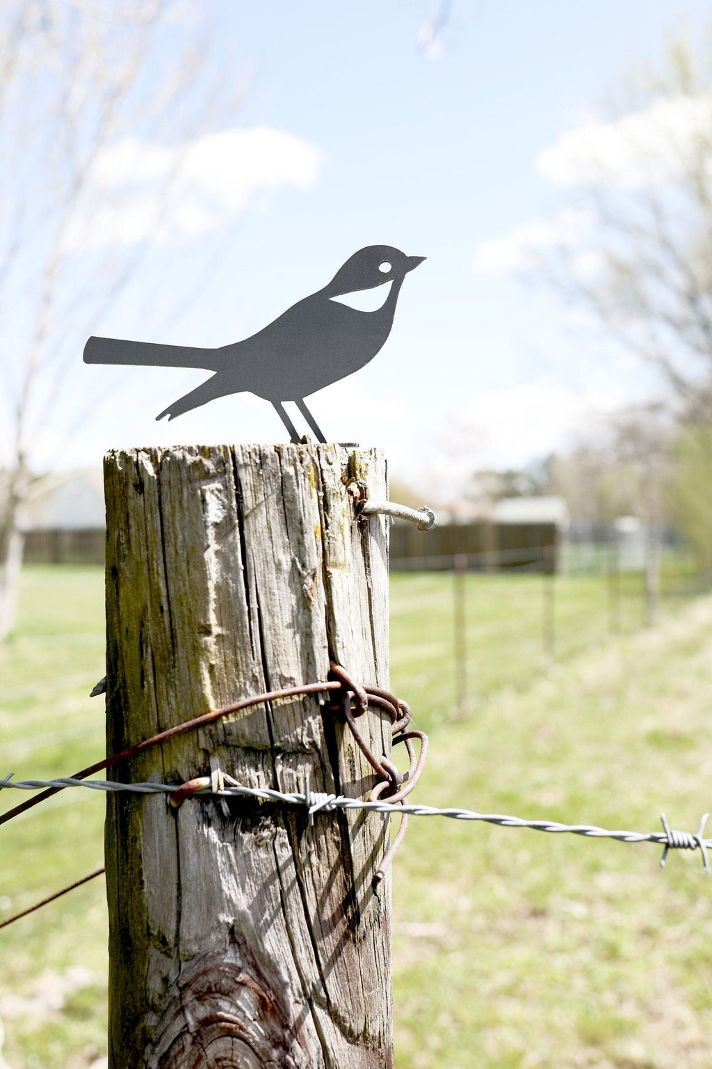 Mockingbird & Robin Metal Bird Statue | Plasma Cut Steel Garden Decor