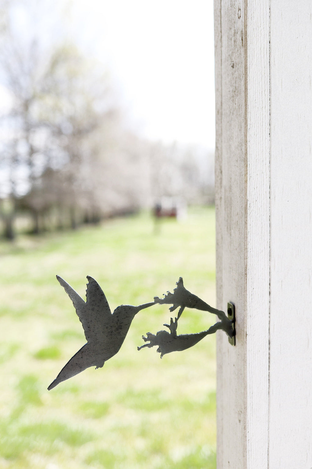 Metal Hummingbird Garden Statue – Handmade Plasma Cut Steel, 8.5" Outdoor Decor