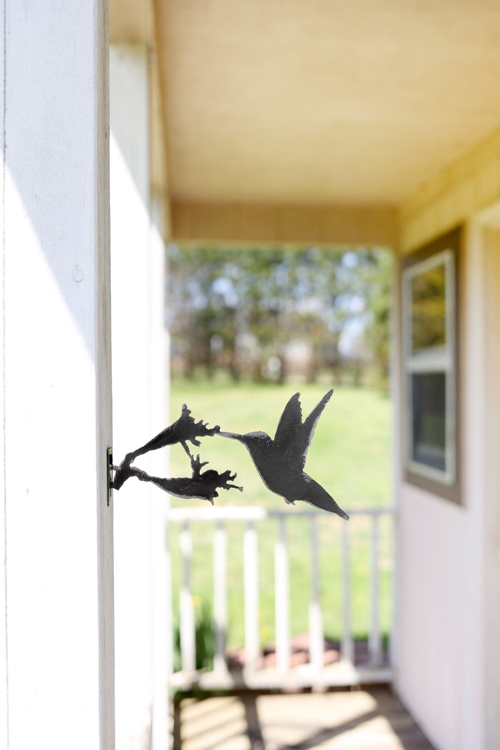 Metal Hummingbird Garden Statue – Handmade Plasma Cut Steel, 8.5" Outdoor Decor