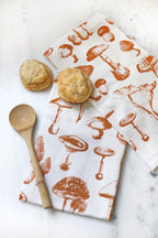 Mushroom Pattern Tea Towel – Watercolor Print, Cotton | Made in USA by Highland Ridge Decor