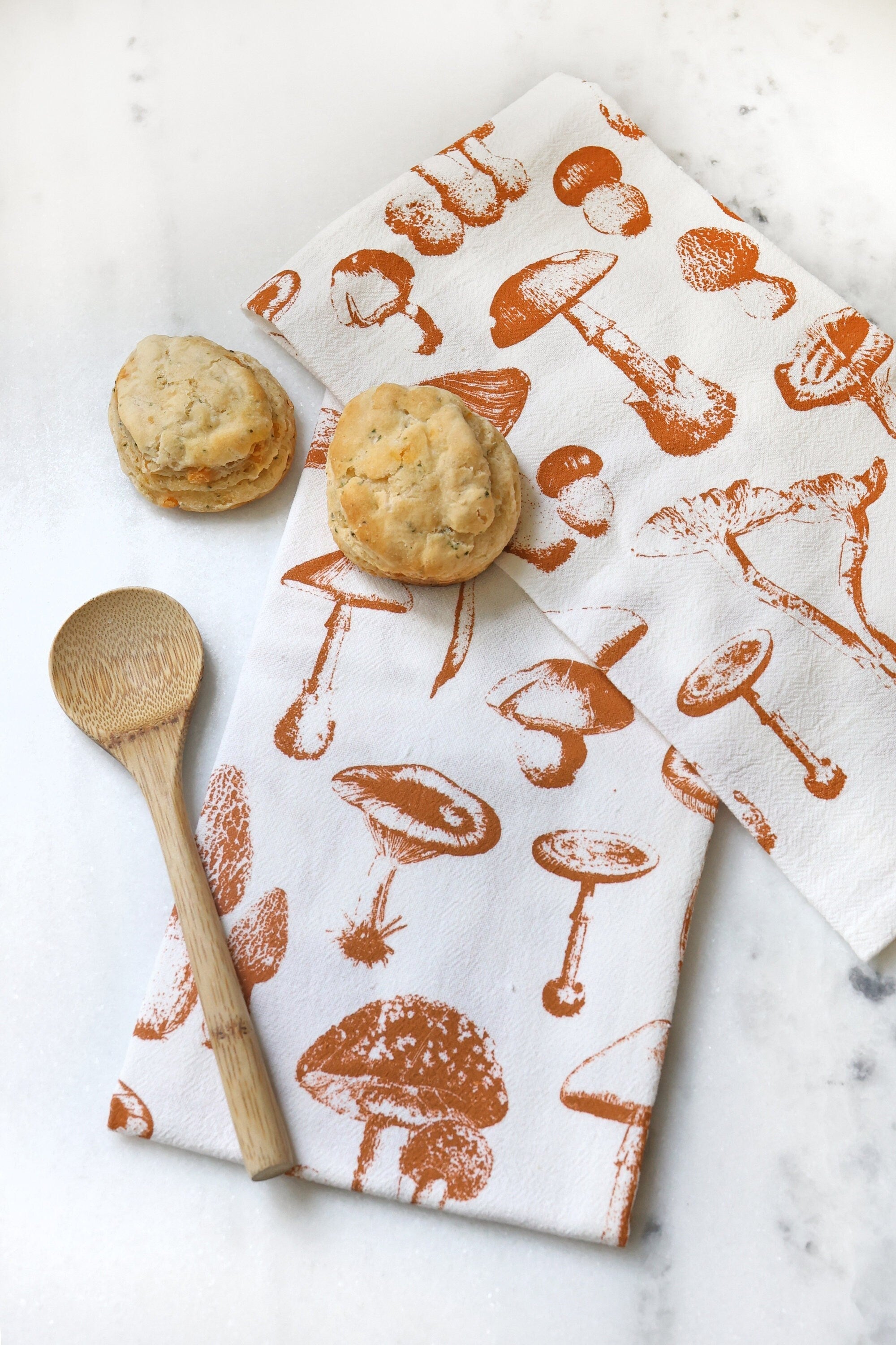 Mushroom Pattern Tea Towel – Watercolor Print, Cotton | Made in USA by Highland Ridge Decor