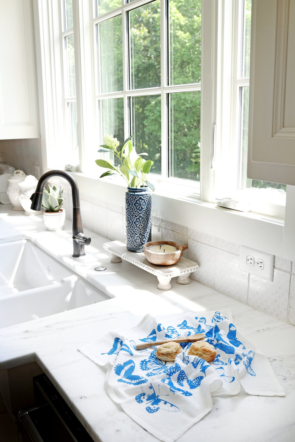 Butterfly Tea Towel Terra-cotta – Watercolor Print, Cotton | Made in USA by Highland Ridge Decor