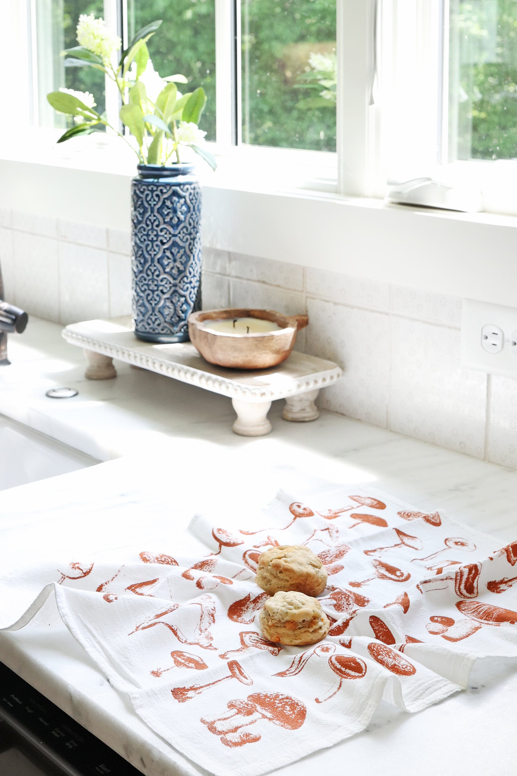 Mushroom Pattern Tea Towel – Watercolor Print, Cotton | Made in USA by Highland Ridge Decor