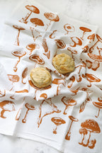 Mushroom Pattern Tea Towel – Watercolor Print, Cotton | Made in USA by Highland Ridge Decor