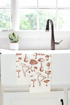 Mushroom Pattern Tea Towel – Watercolor Print, Cotton | Made in USA by Highland Ridge Decor