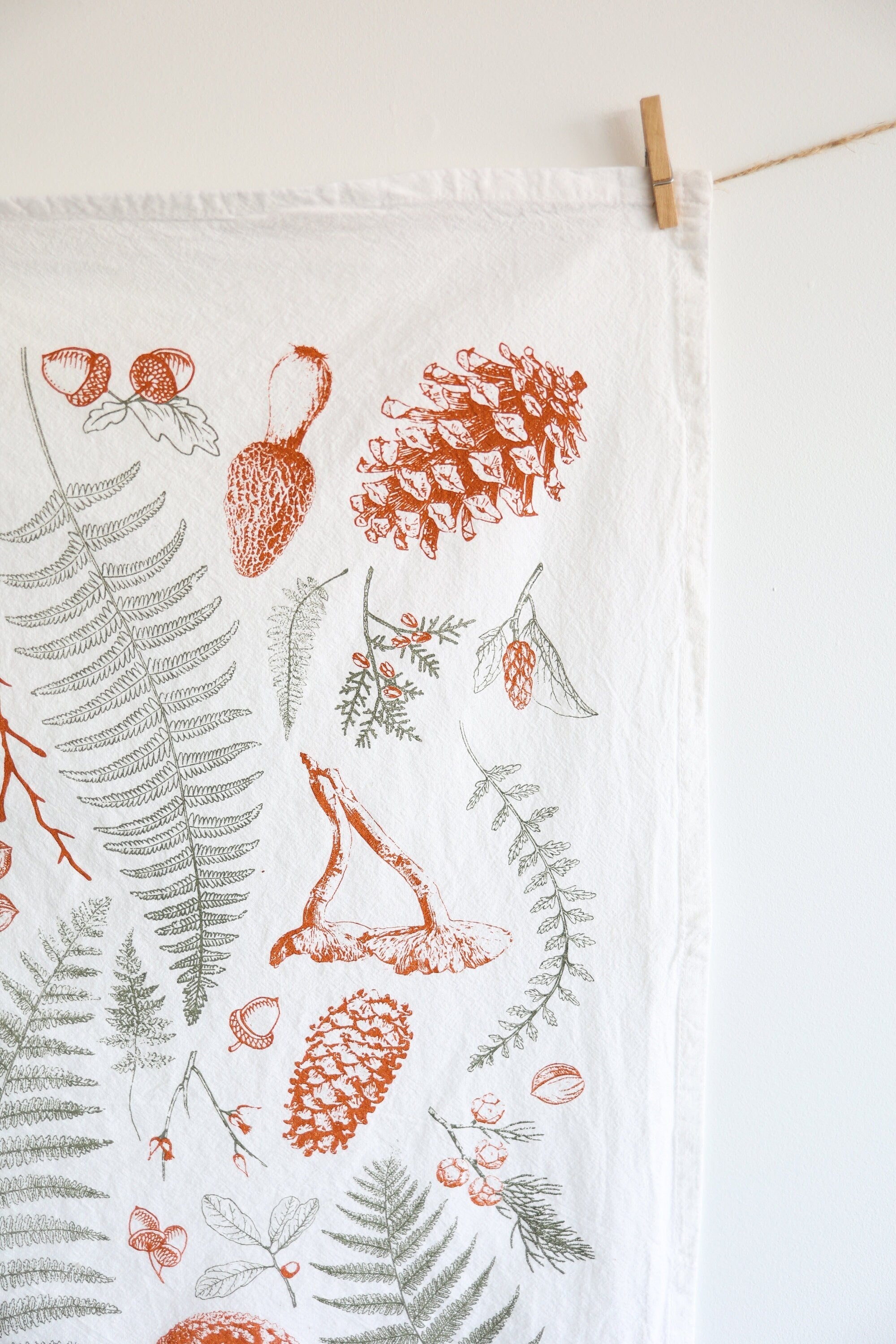 Forest Floor Tea Towel – Botanical Watercolor Kitchen Linen