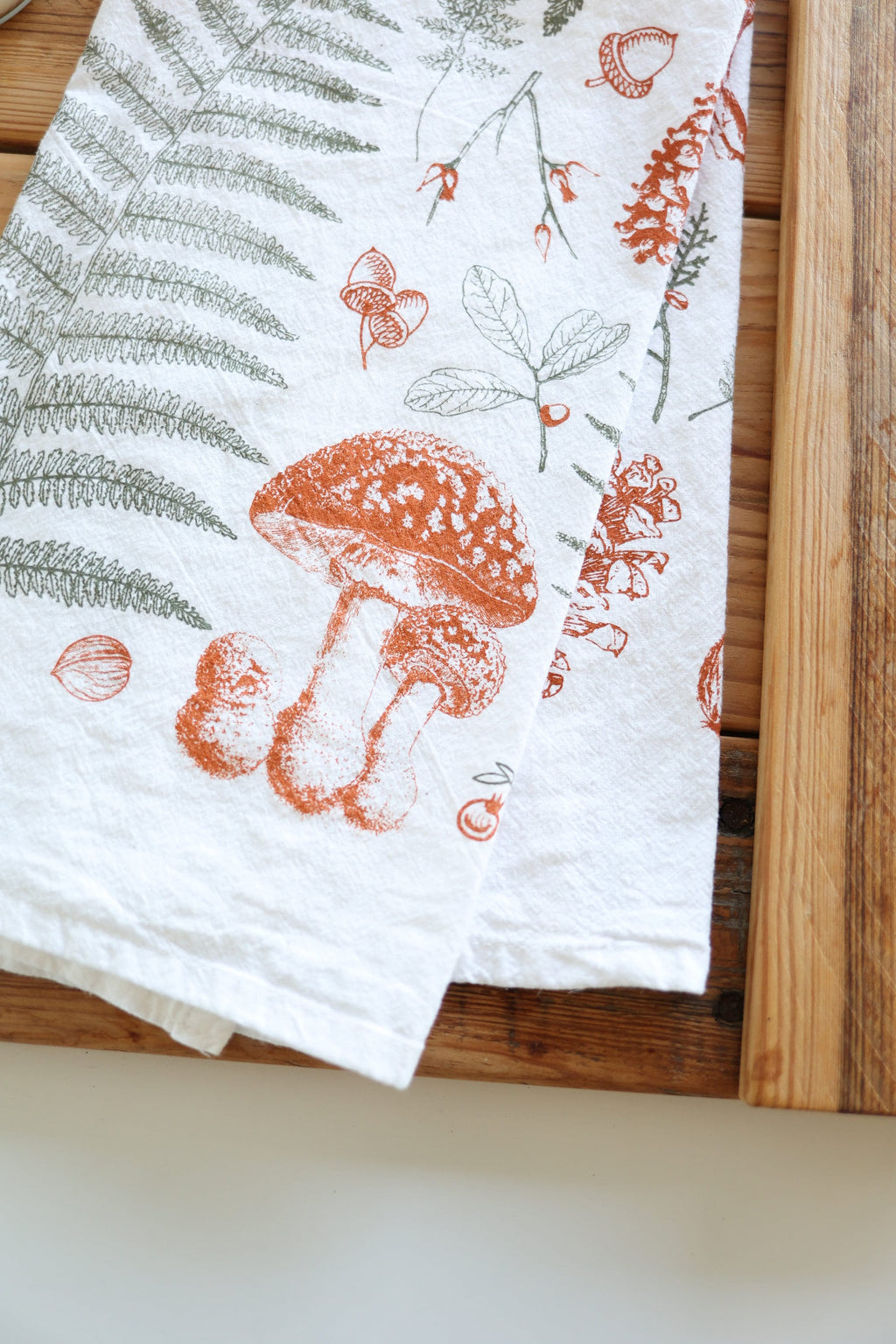 Forest Floor Tea Towel – Botanical Watercolor Kitchen Linen