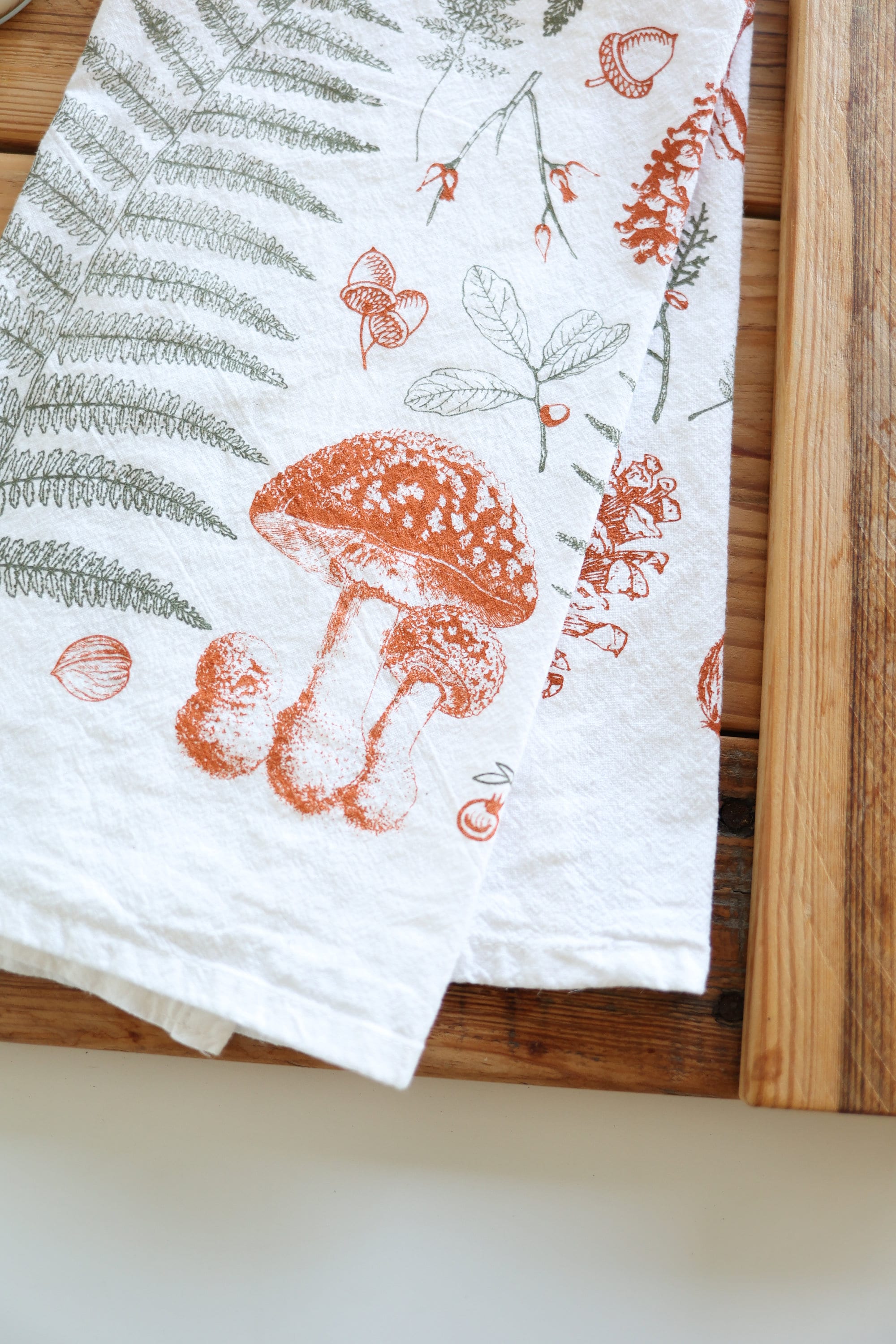 Forest Floor Tea Towel – Botanical Watercolor Kitchen Linen