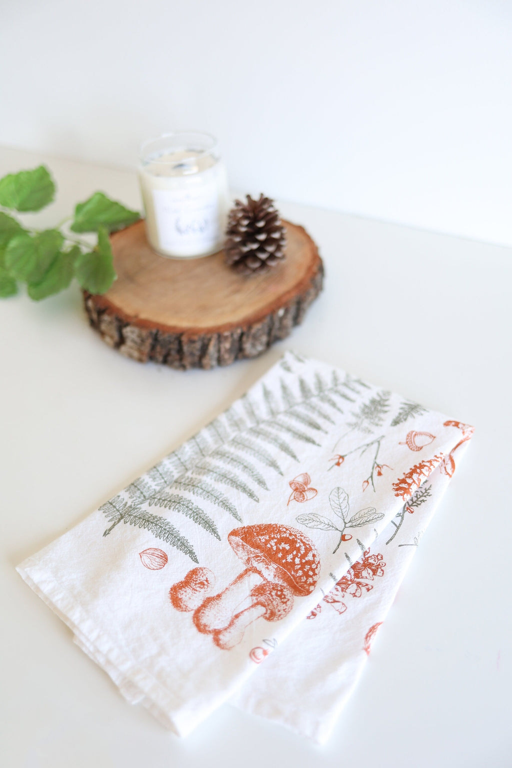 Forest Floor Tea Towel – Botanical Watercolor Kitchen Linen