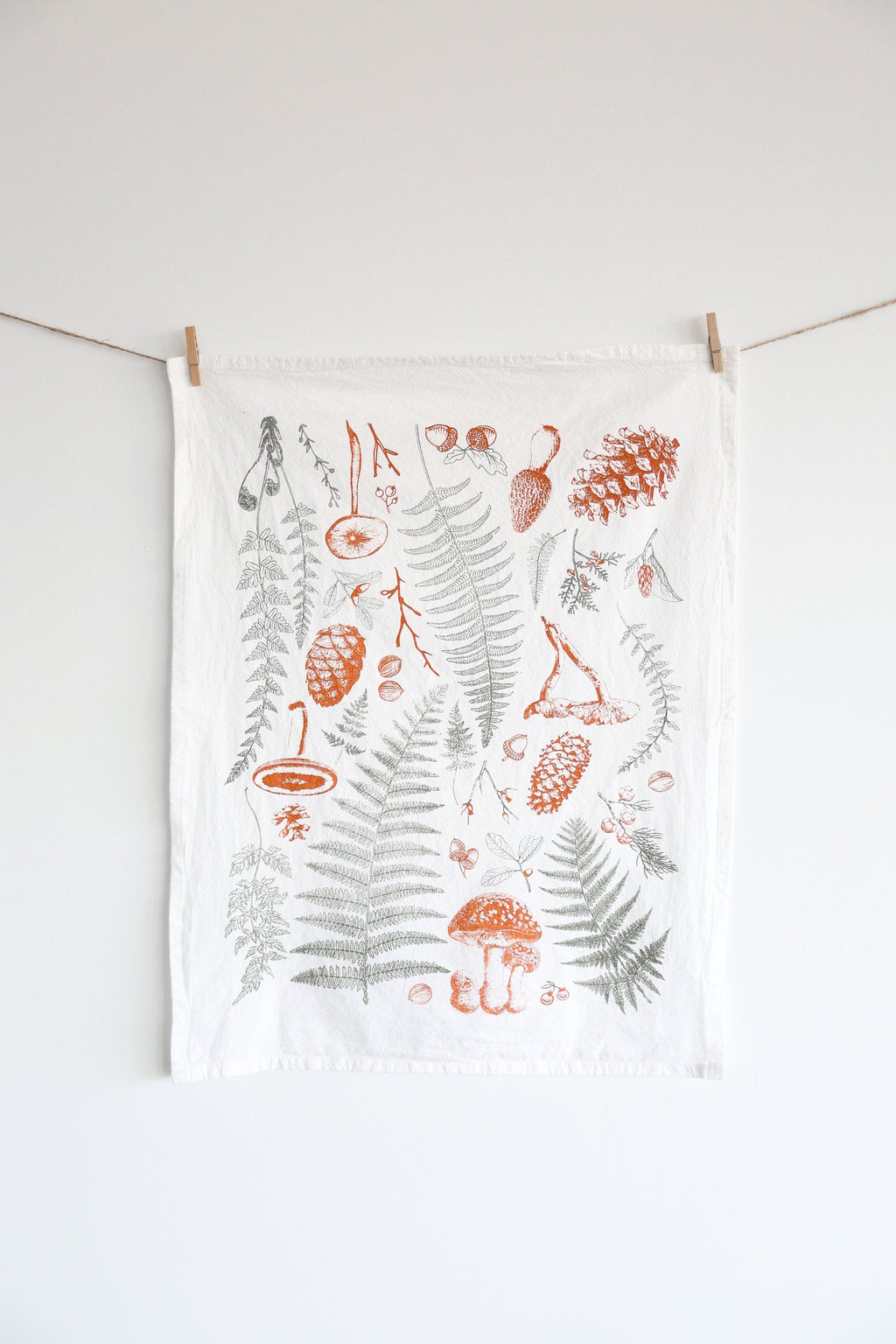 Forest Floor Tea Towel – Botanical Watercolor Kitchen Linen