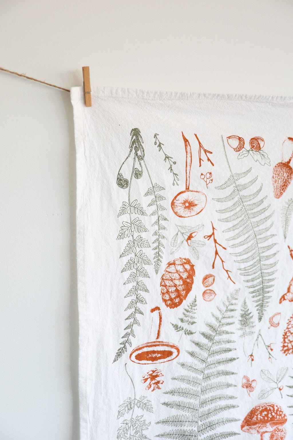 Forest Floor Tea Towel – Botanical Watercolor Kitchen Linen