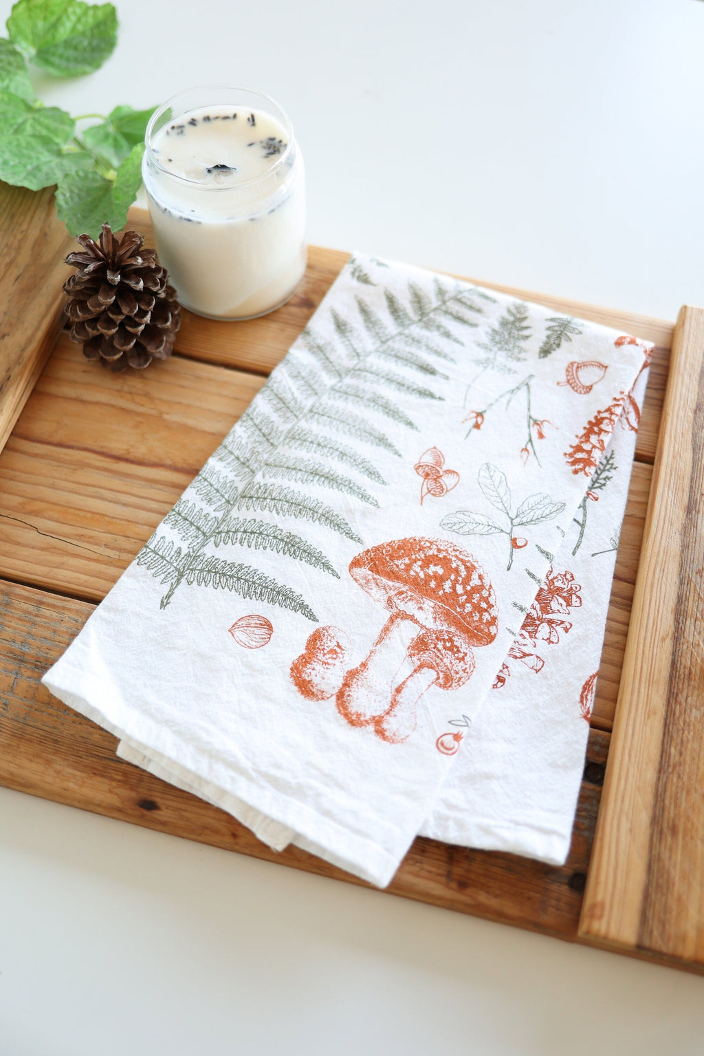 Forest Floor Tea Towel – Botanical Watercolor Kitchen Linen