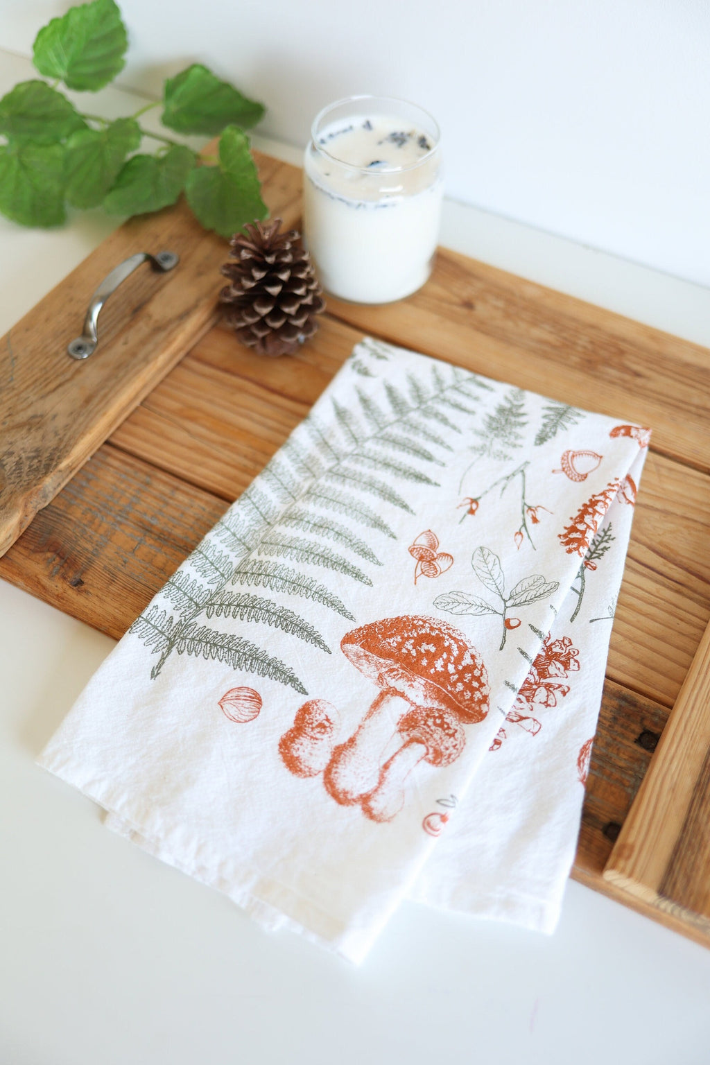 Forest Floor Tea Towel – Botanical Watercolor Kitchen Linen