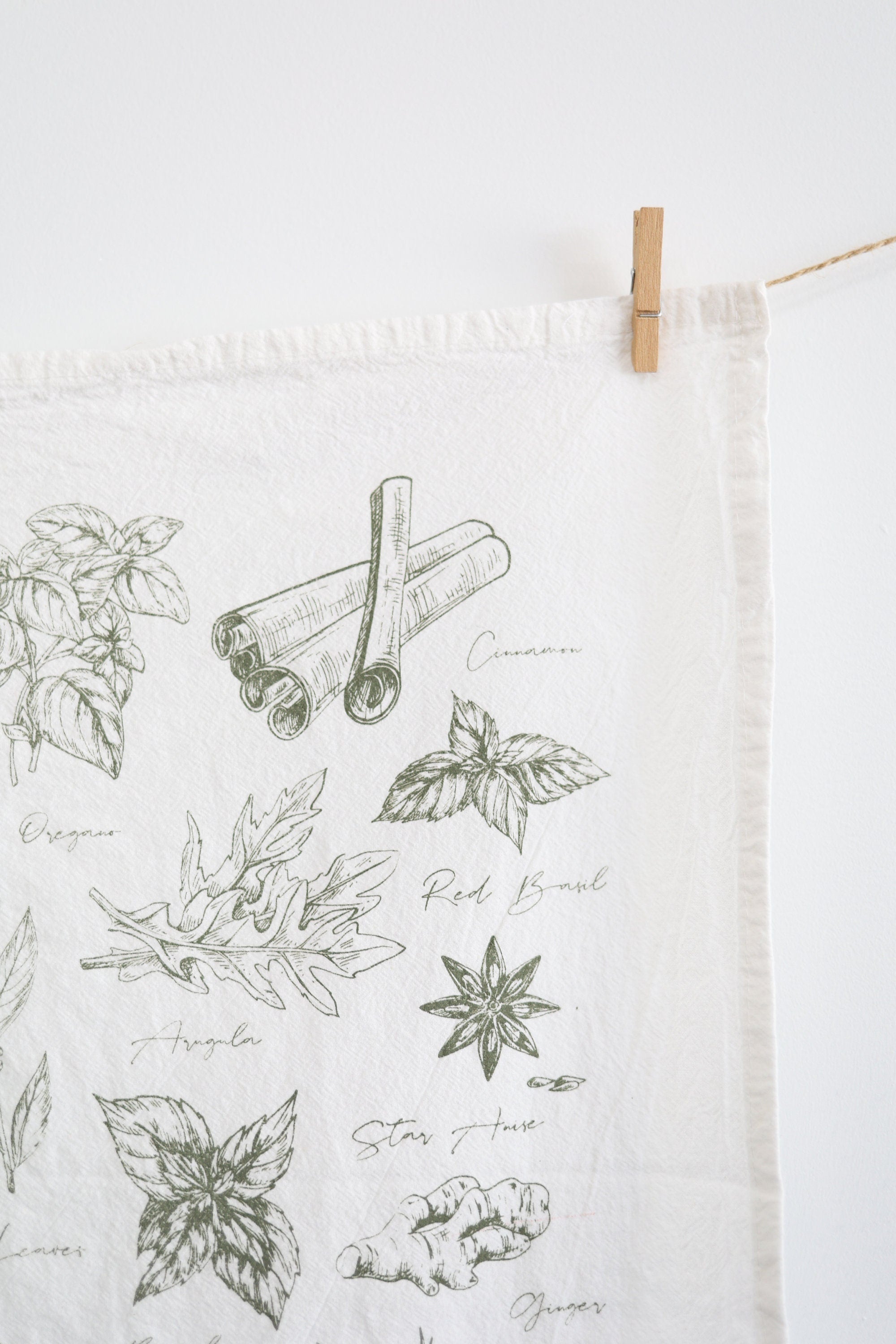 Kitchen Herbs Tea Towel – Watercolor Botanical Kitchen Linen