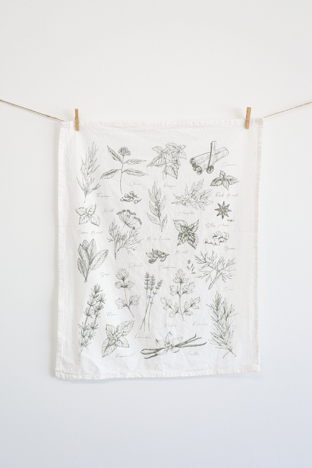Kitchen Herbs Tea Towel – Watercolor Botanical Kitchen Linen
