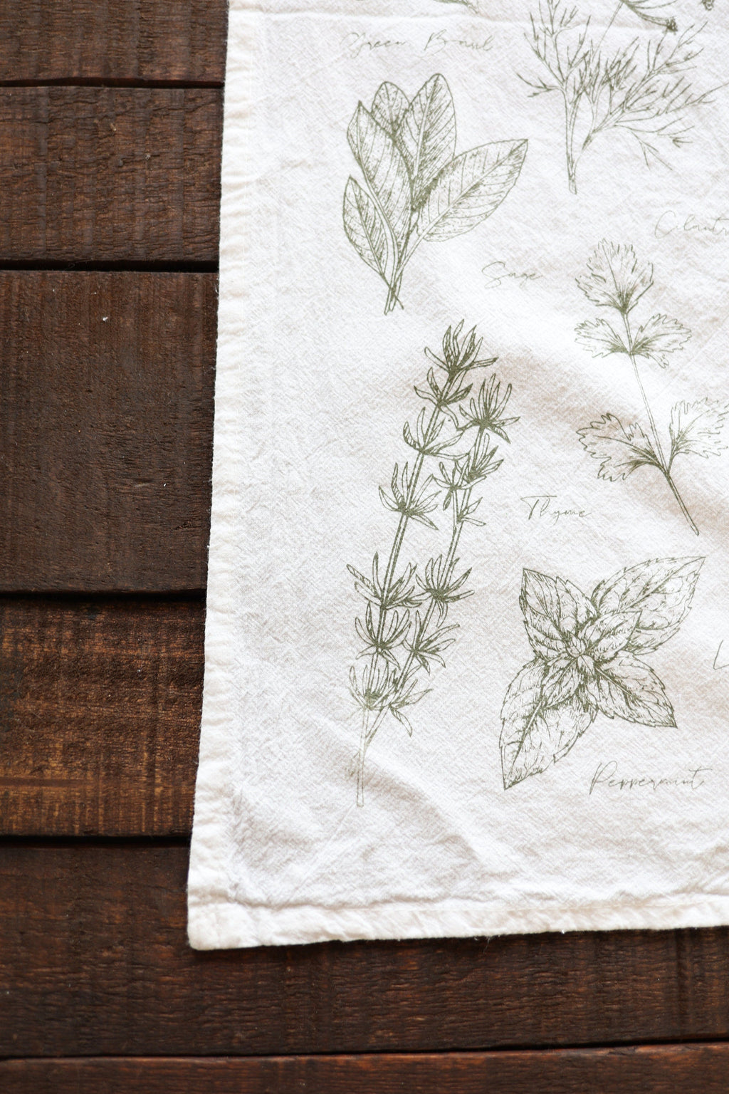 Kitchen Herbs Tea Towel – Watercolor Botanical Kitchen Linen