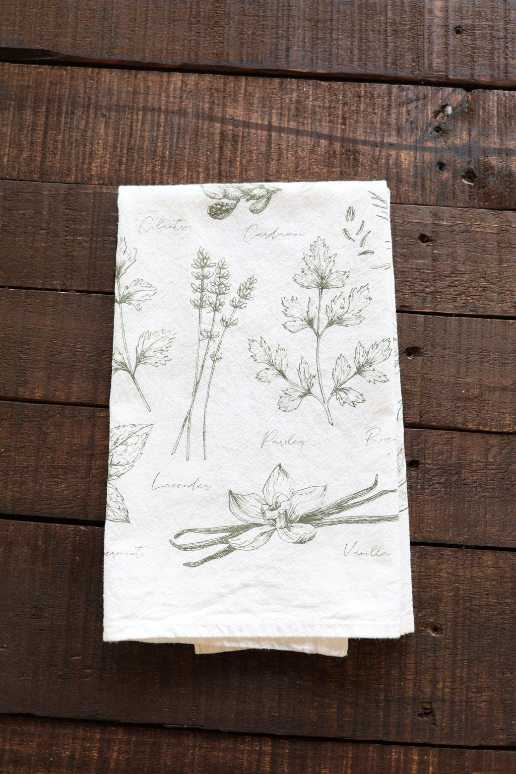 Kitchen Herbs Tea Towel – Watercolor Botanical Kitchen Linen