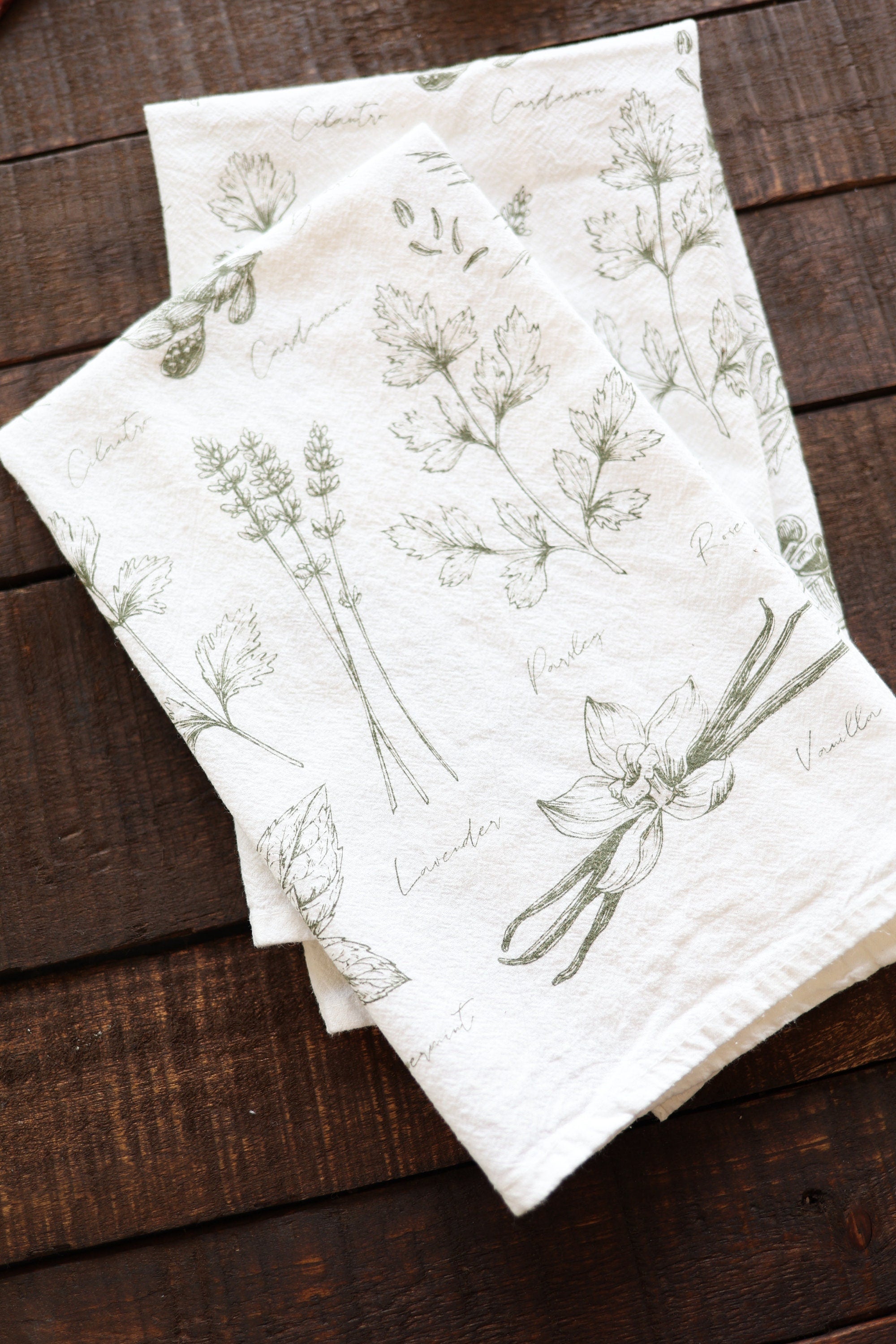 Kitchen Herbs Tea Towel – Watercolor Botanical Kitchen Linen