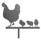 Hen & Baby Chicks Garden Stake Statue – Handmade Plasma Cut Steel Outdoor Decor