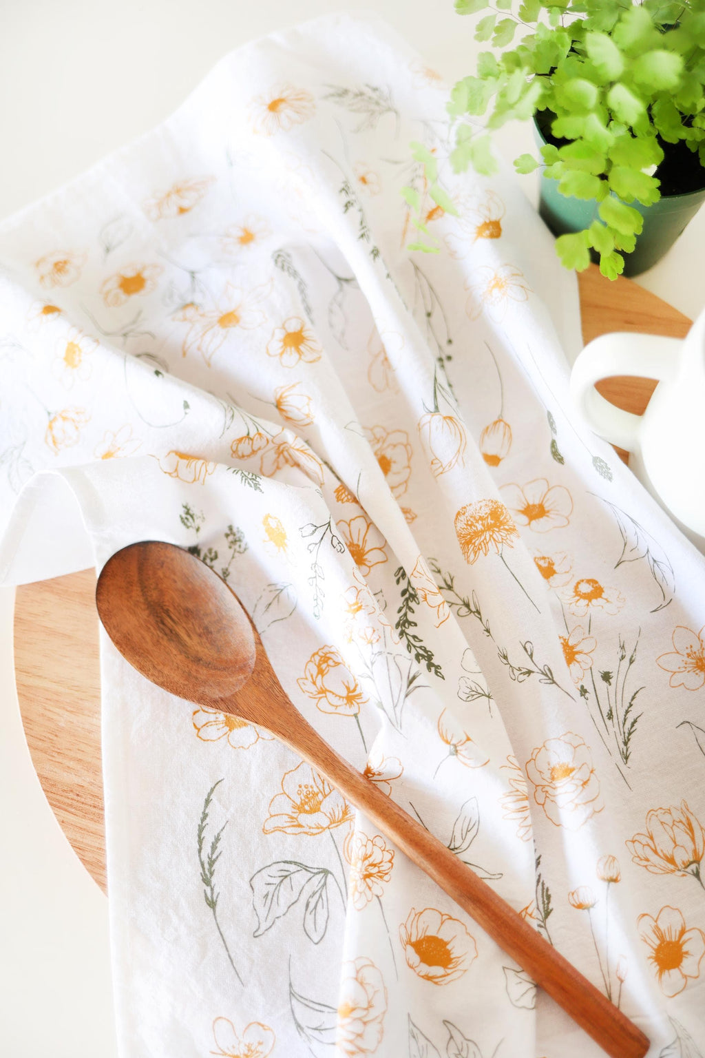 Flower Garden Tea Towel – Watercolor Print, 100% Cotton | Made in USA by Highland Ridge Decor
