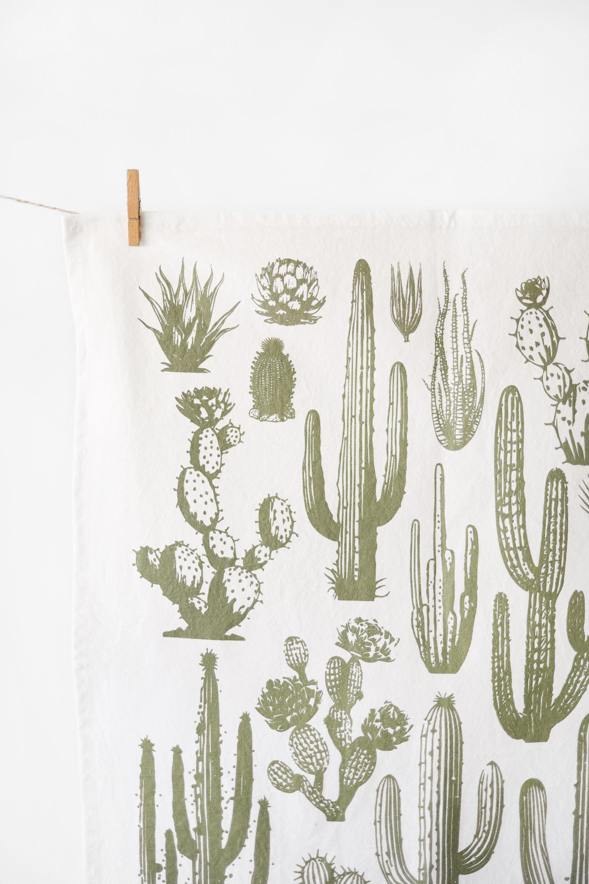 Cactus Tea Towel – Watercolor Print, 100% Cotton | Made in USA by Highland Ridge Decor