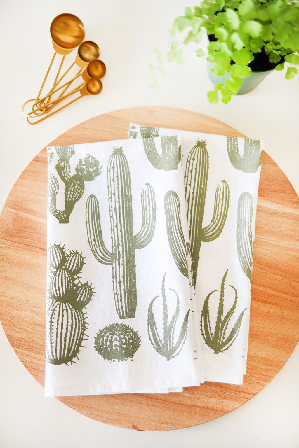 Cactus Tea Towel – Watercolor Print, 100% Cotton | Made in USA by Highland Ridge Decor